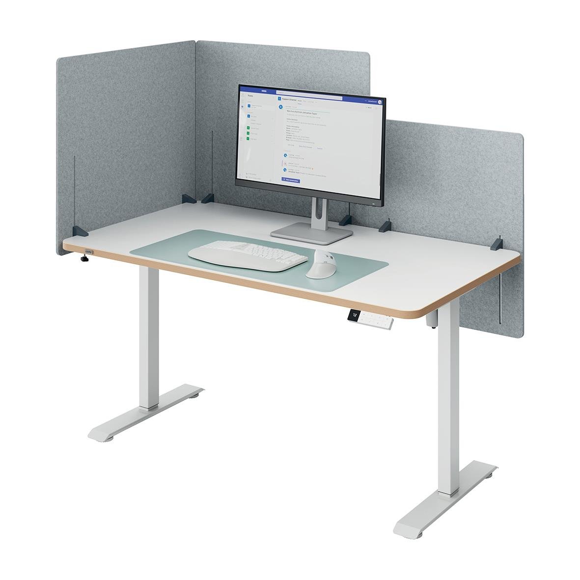 Bordsskärm Leitz höjdjusterbar 70x80cm med ljudabsorberande väggar och datorskärm