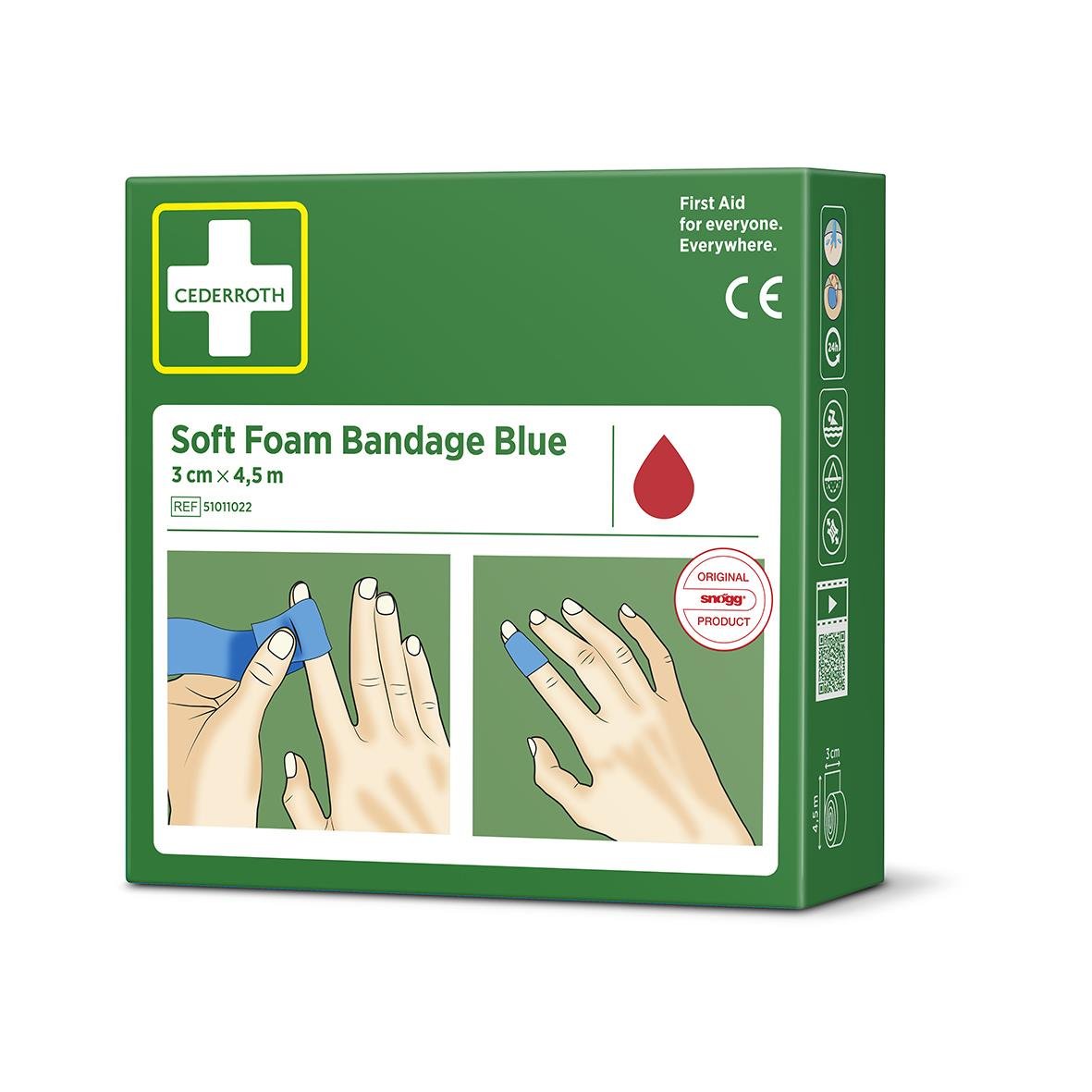 Cederroth blå mjuk skumförband 3cm x 4,5m för sårvård