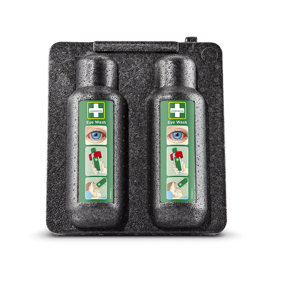 Värmeskåp Cederroth för två 500ml ögonduschar i hård plastlåda