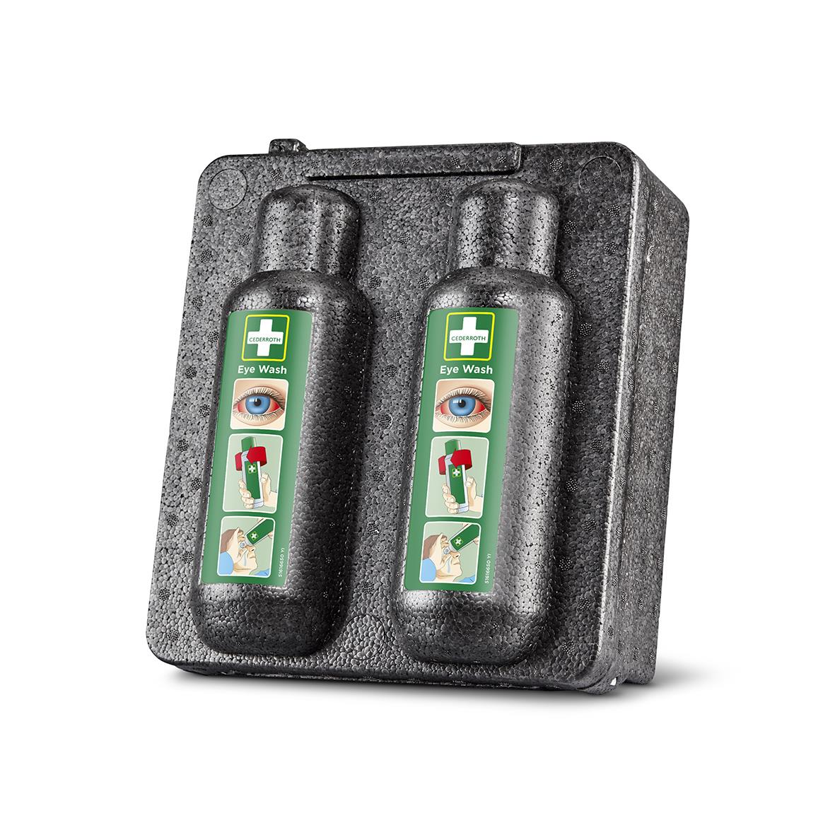 Värmeskåp Cederroth för två 500ml ögonduschar i plastfodral