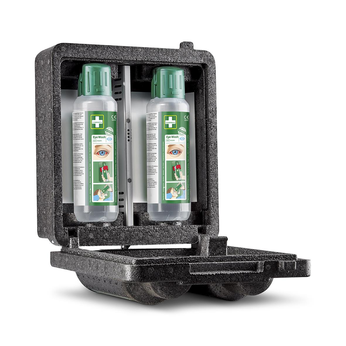 Värmeskåp Cederroth för två 500ml ögonduschflaskor i hård väska