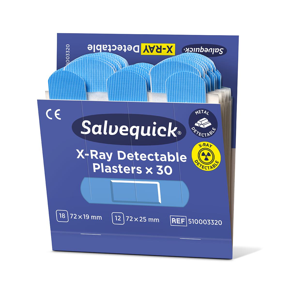 Blå plåster Salvequick X-Ray Detectable 30 stycken i förpackning