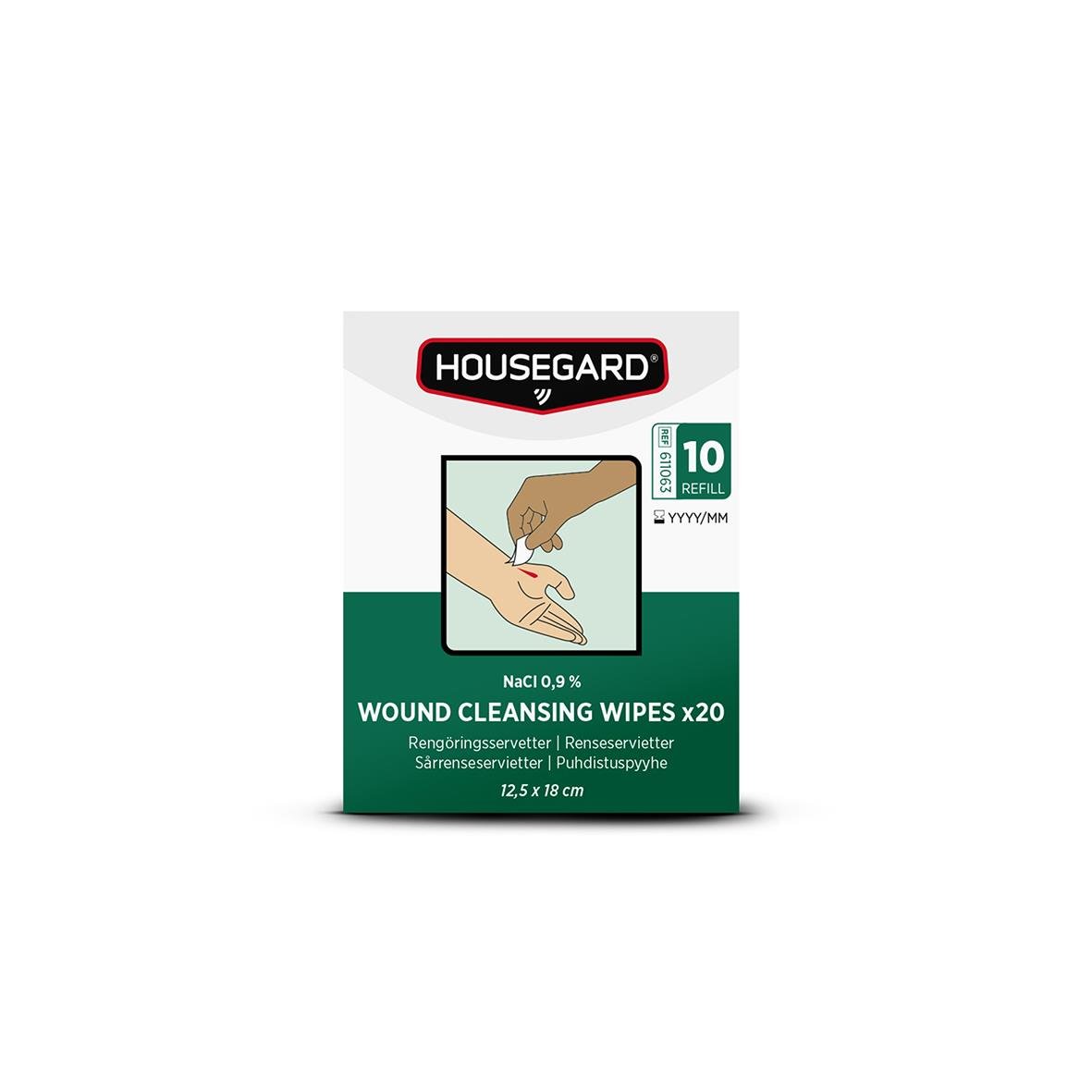 Sårtvätt Housegard för rengöring av sår, 20 våtservetter i paket