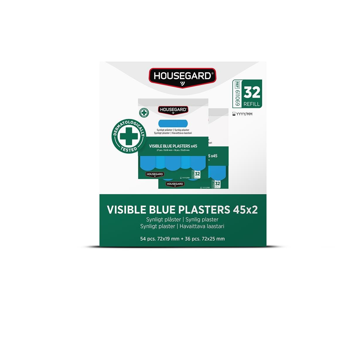 Plåster Housegard synligt blå refill 45x2 för första hjälpen