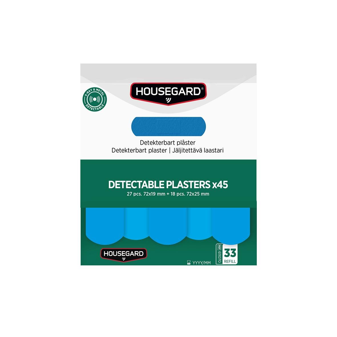 Blådetekterbara plåster i refillförpackning med 45 stycken