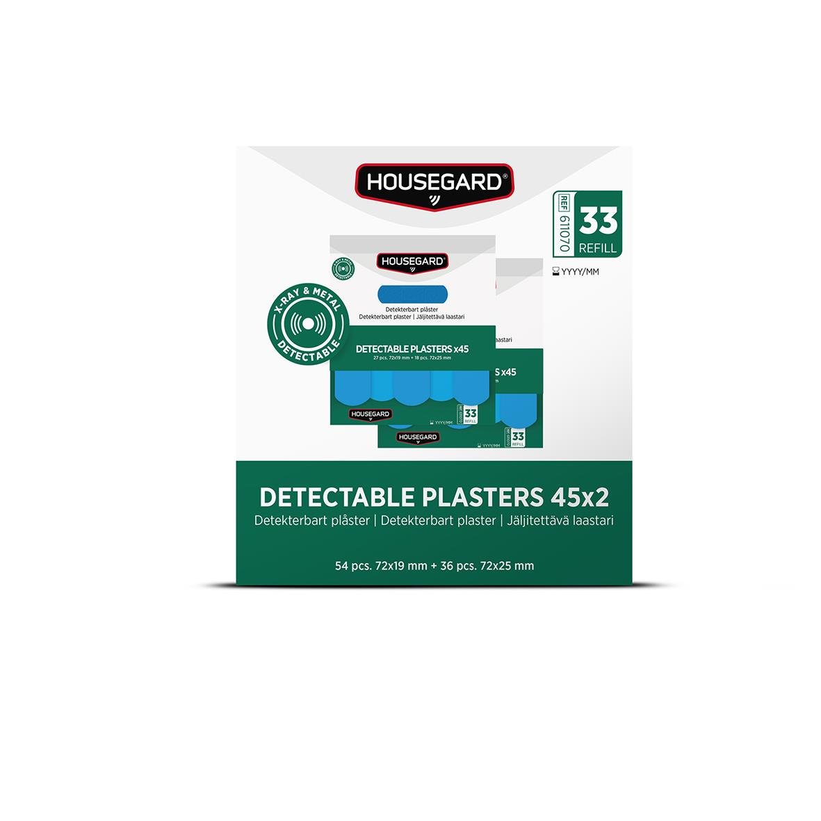 Blå Housegard Detekterbara plåster refill för första hjälpen
