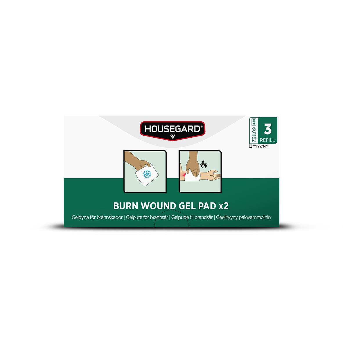Brännskadekompress Housegard Gelpadd x2 för brännskador, 3 refill