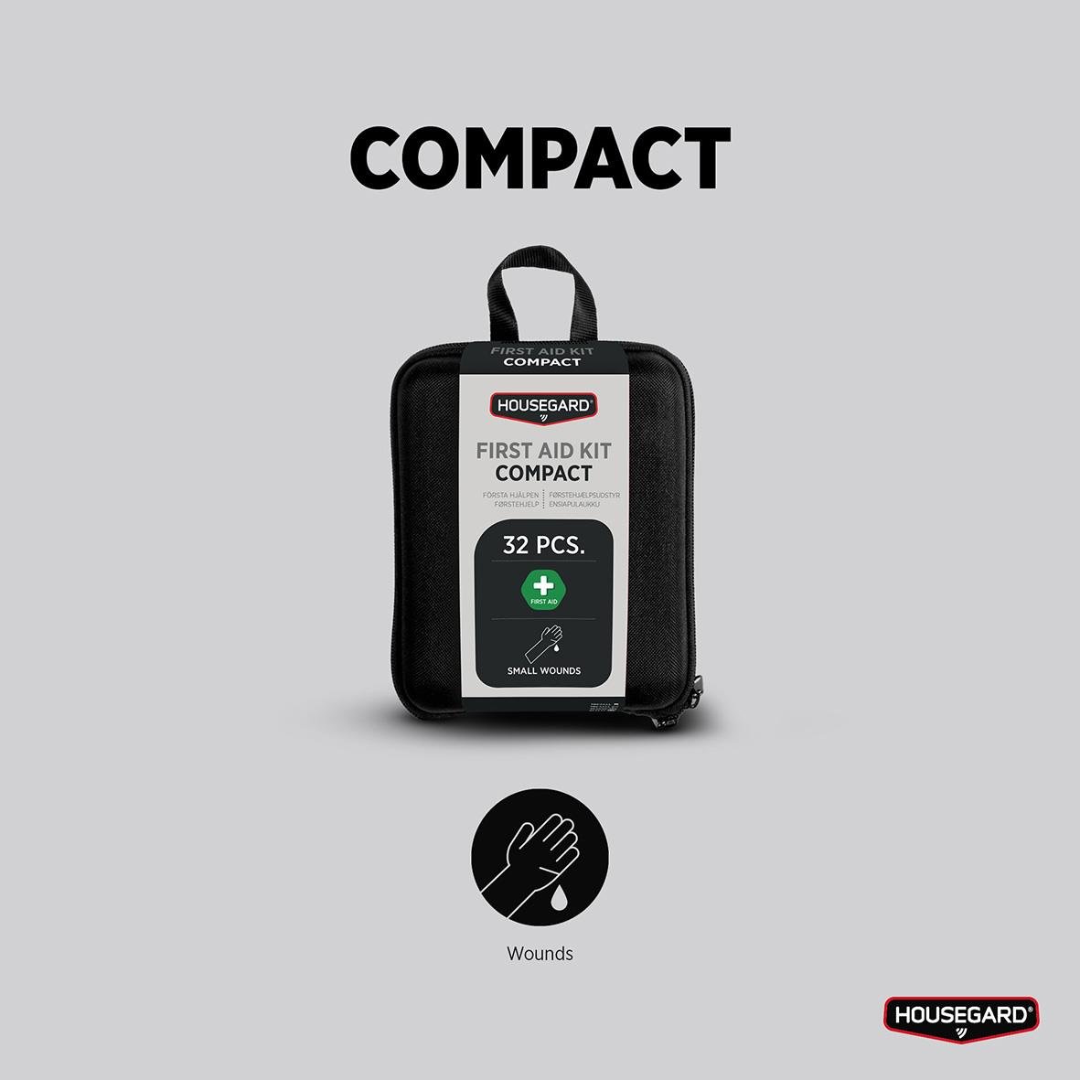 Första hjälpen-kit Housegard Compact med 32 förpackningar för sår och skador