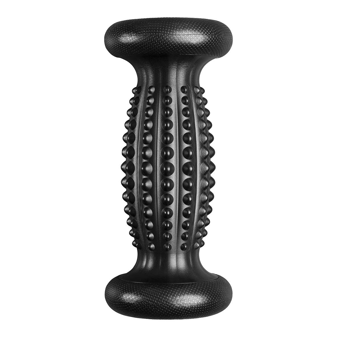 Svart massage- eller träningsrulle med knappar för muskelavslappning