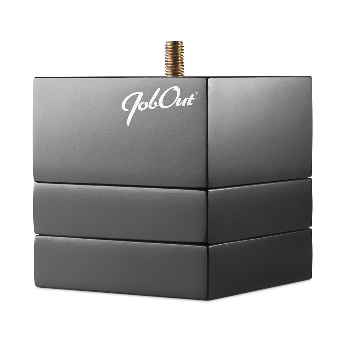 Svart skrivbordshöjare JobOut med justerbar höjd och logo