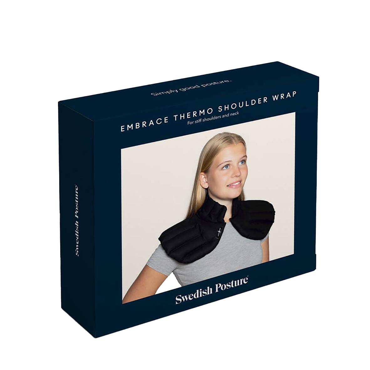 Värmekrage för hållning och värme, svart, bärs runt axlarna