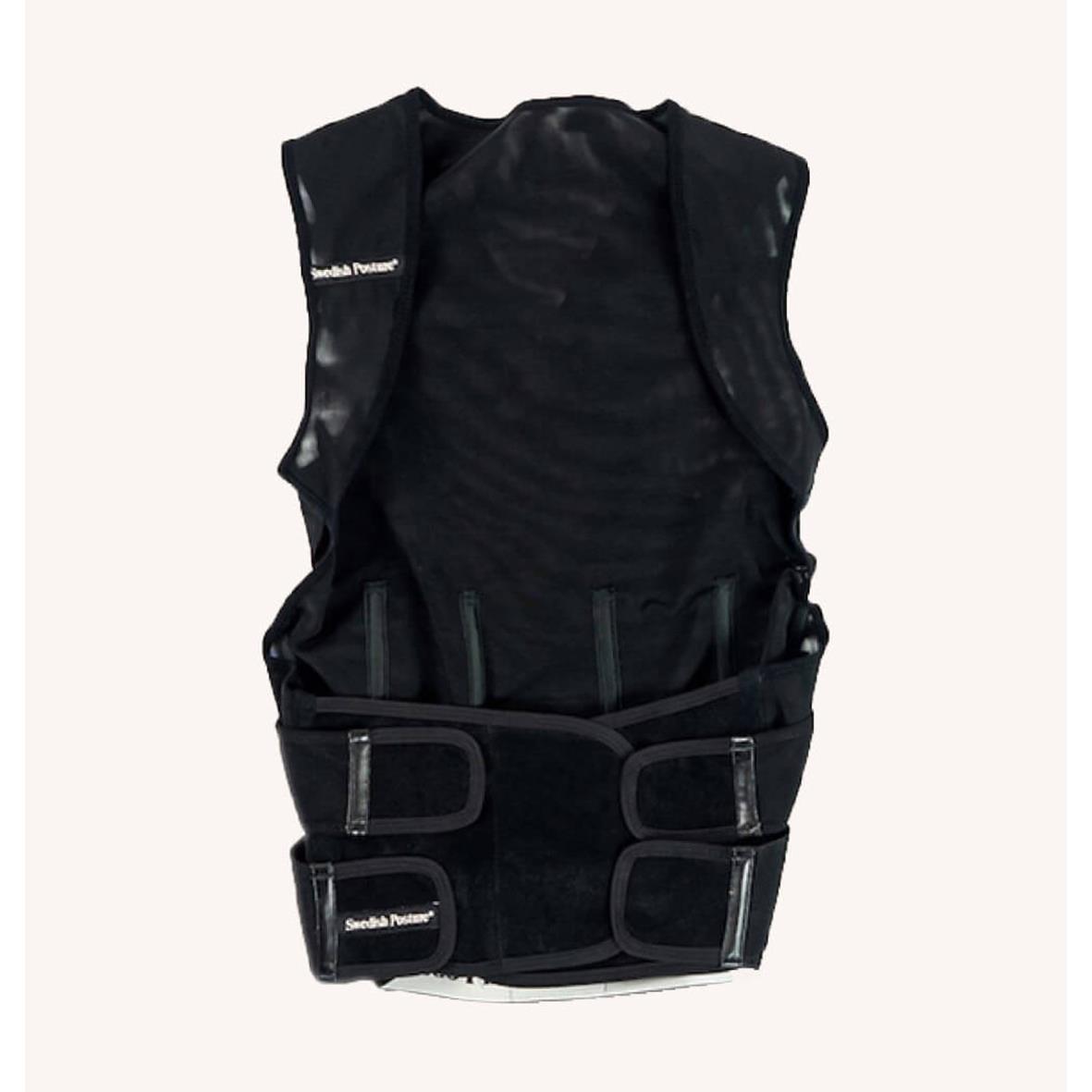 Hållningsväst i svart med justerbara remmar och stöd för ryggen