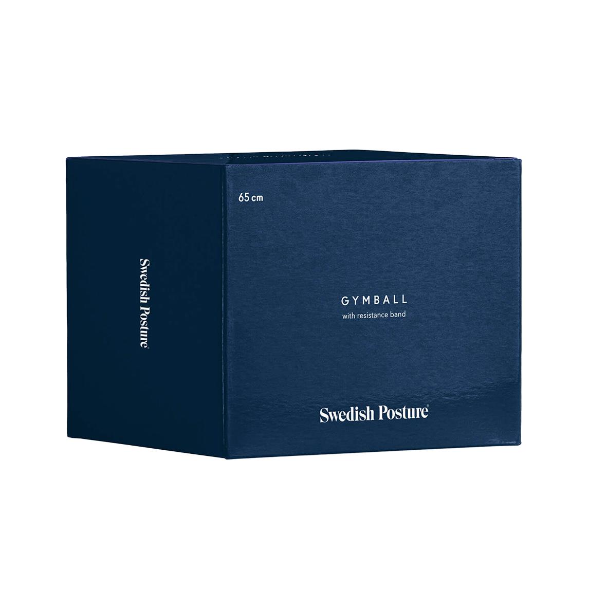 Gymboll med träningsband för förbättrad hållning och träning, 65 cm lång i blått för svensk postur