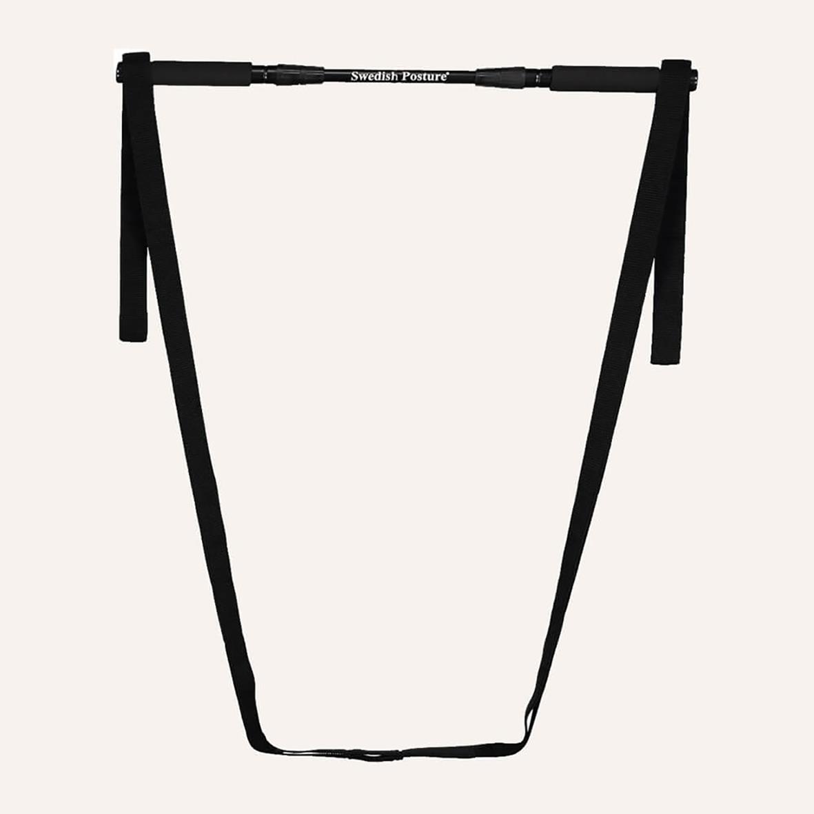 Träningsredskap för hållningsövningar med svart band och handtag