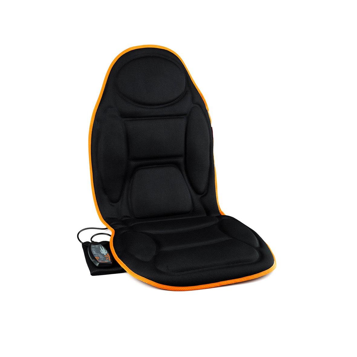 Massagesits Medivon Cosy Mesh i svart med orange kant, designad för komfort och massage