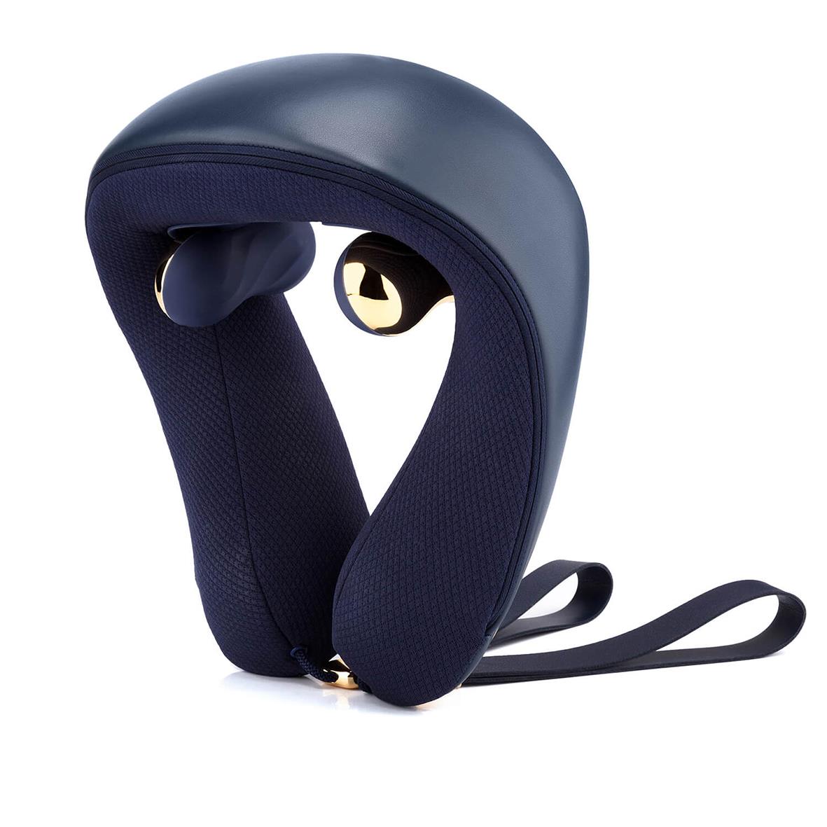 Blå nackmassageapparat Medivon Grand med huvudband och handtag