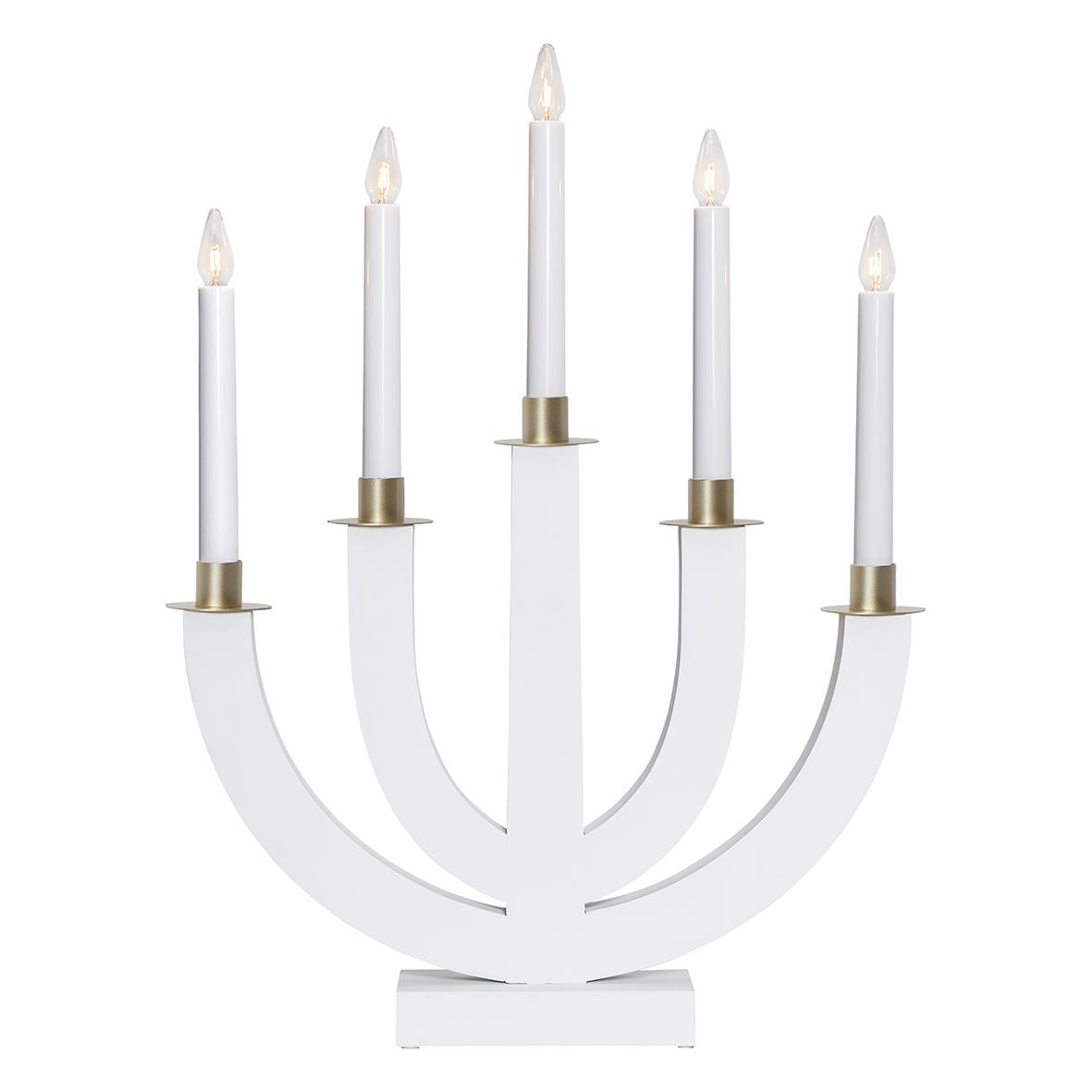 Vit ljusstake Eli med fem ljus, 37x47cm