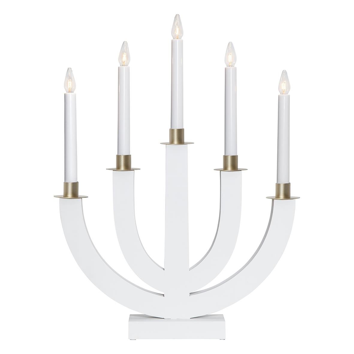 Vit ljusstake Eli med fem ljus, 37x47cm