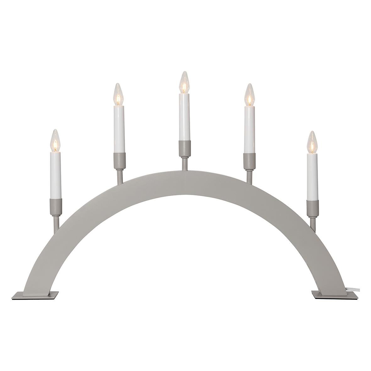 Ljusstake Vind Båge beige 57x38cm med fem tända ljus i en bågform