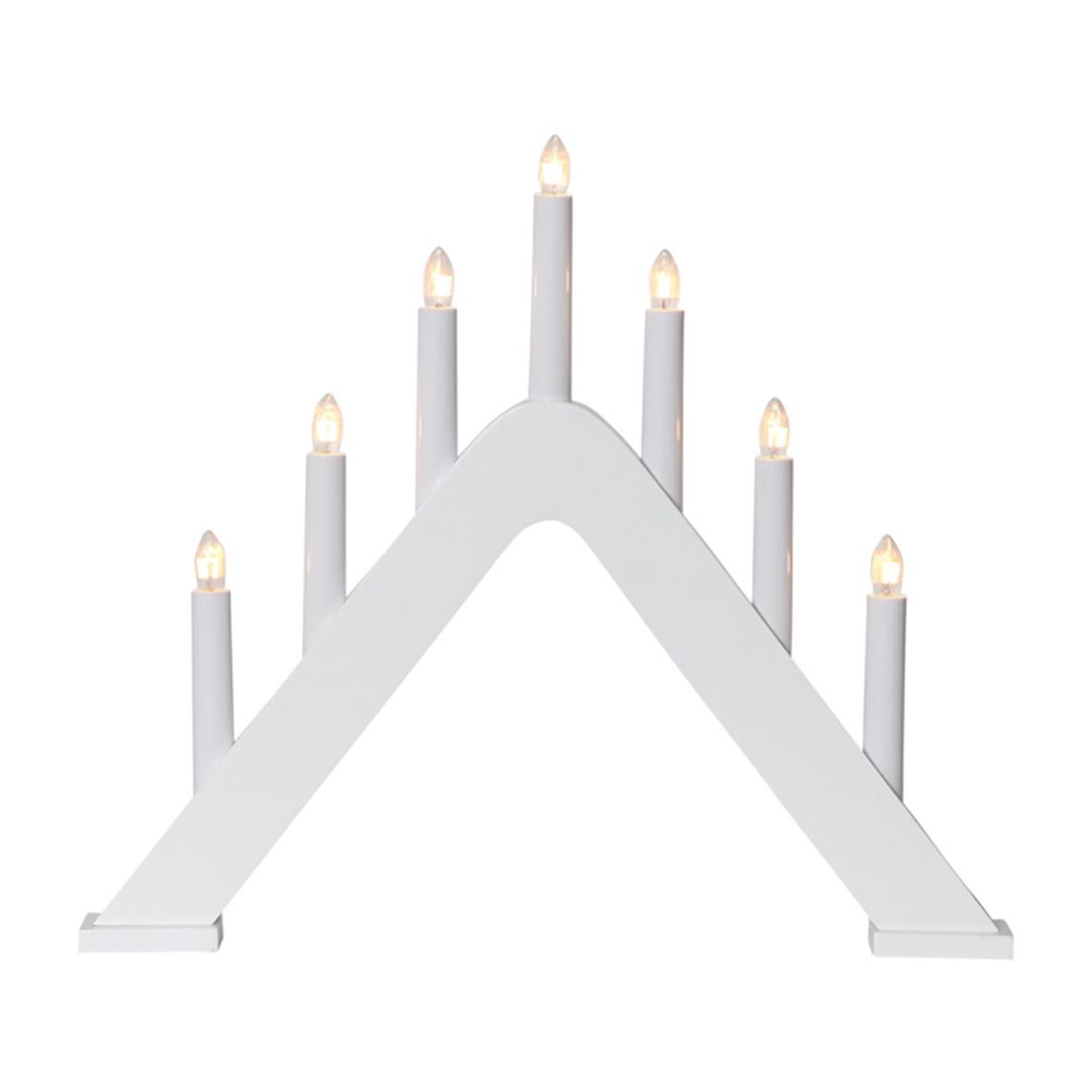 Vit ljusstake i form av ett hus med sju ljus, modern design