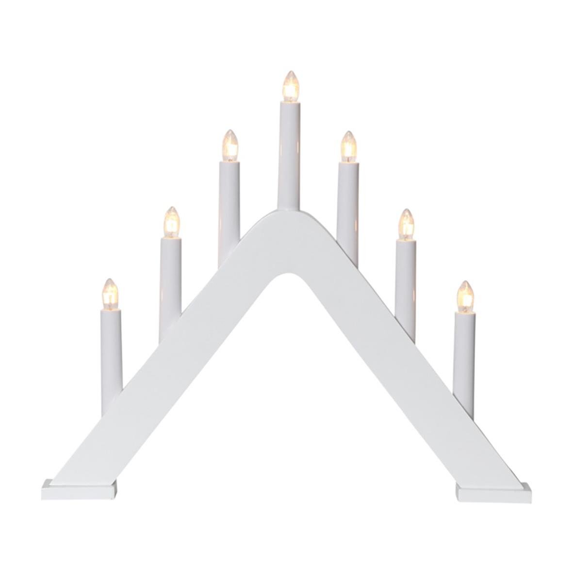 Vit ljusstake i form av ett hus med sju ljus, modern design