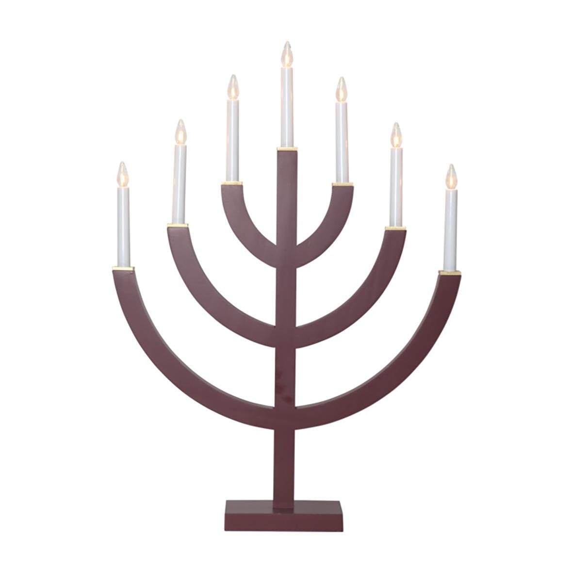 Röd ljusstake Anno med sju ljus, formad som en menorah