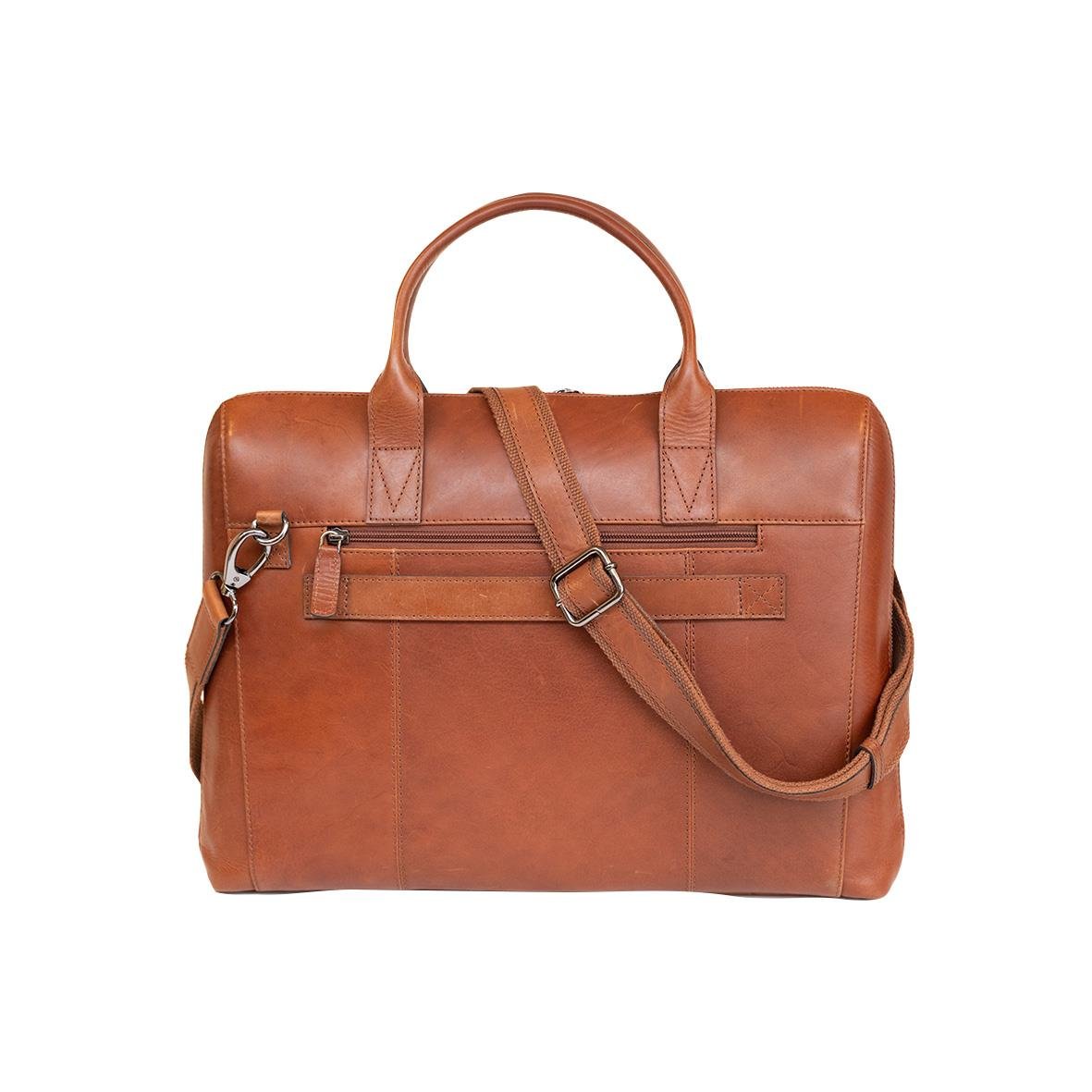 Datorväska Minori Skinn Cognac 15 tum med handtag och axelrem
