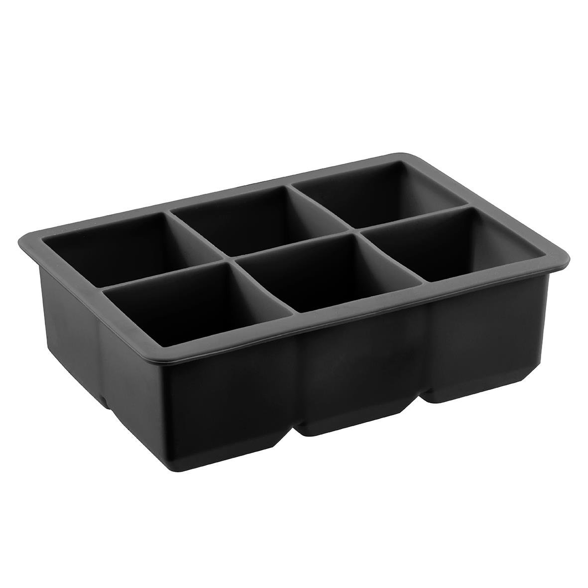Svart iskubsform i silikon med 6 rutor, 5x5 cm, för isbitar