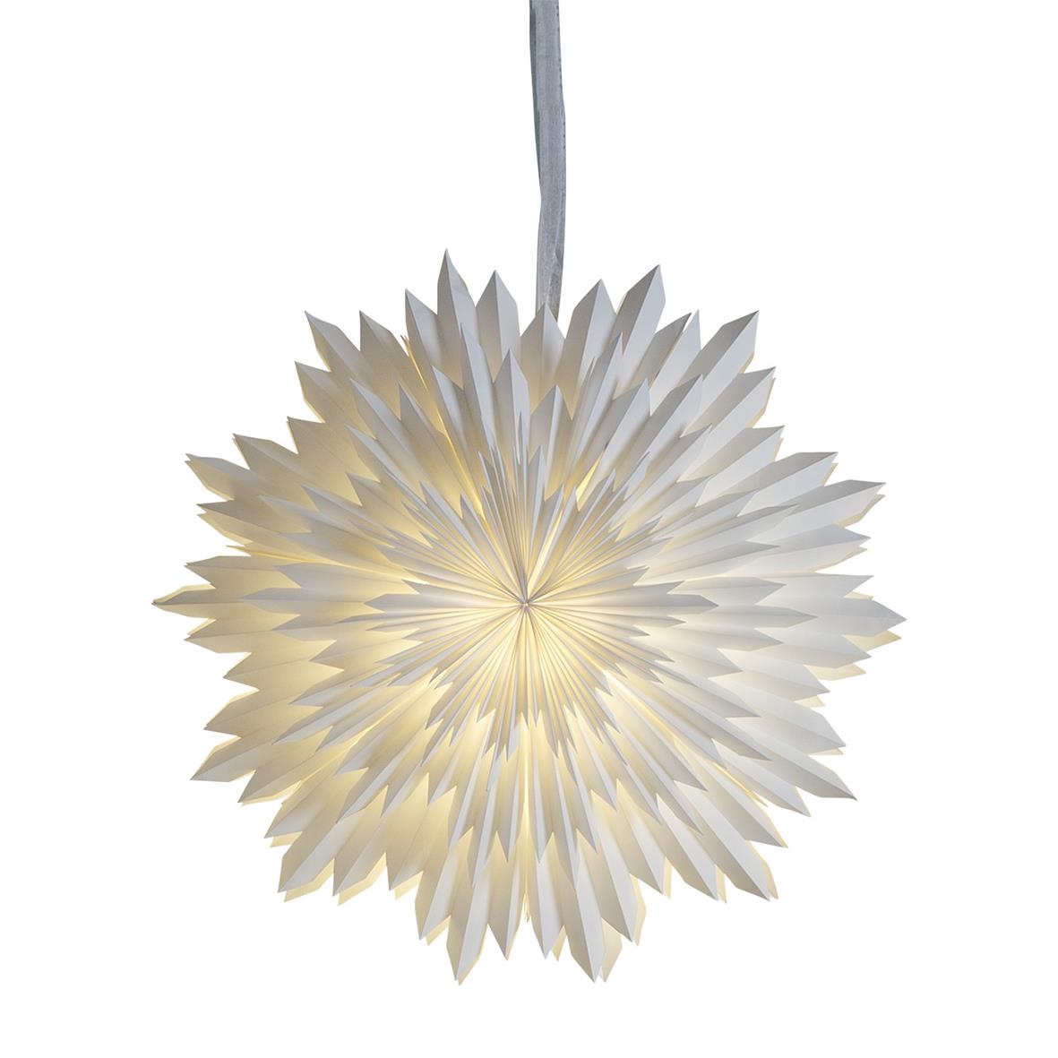 Julstjärna Ice Vit 50cm, dekorativ ljuslykta i snöflingemönster