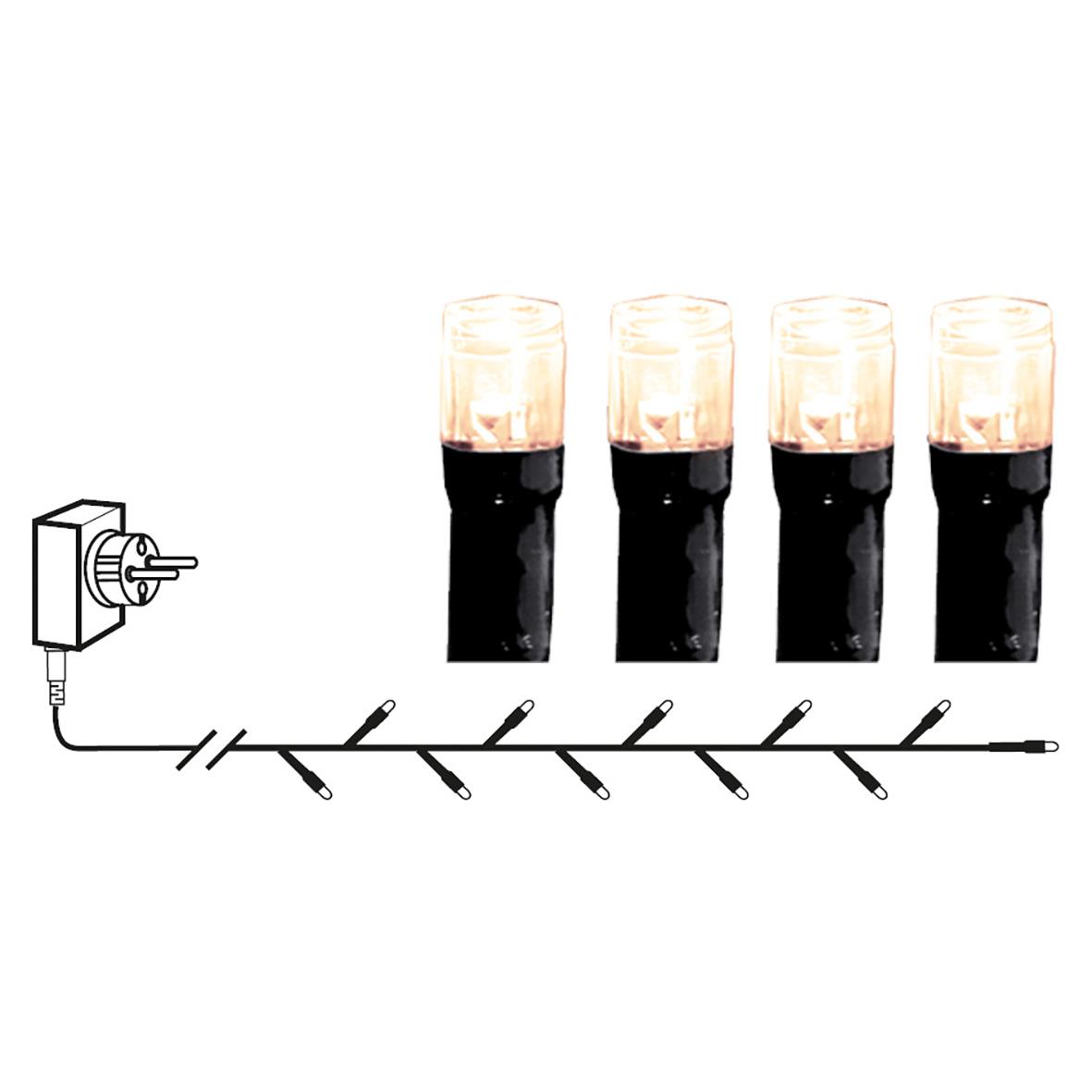 Ljusslinga Crispy Ice White 40 LED lampor med svart kabel och kontakt