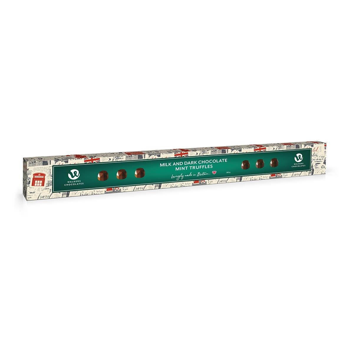 Choklad Walkers Long Box Mint 280g med mintfyllda chokladtrufflar i en lång förpackning