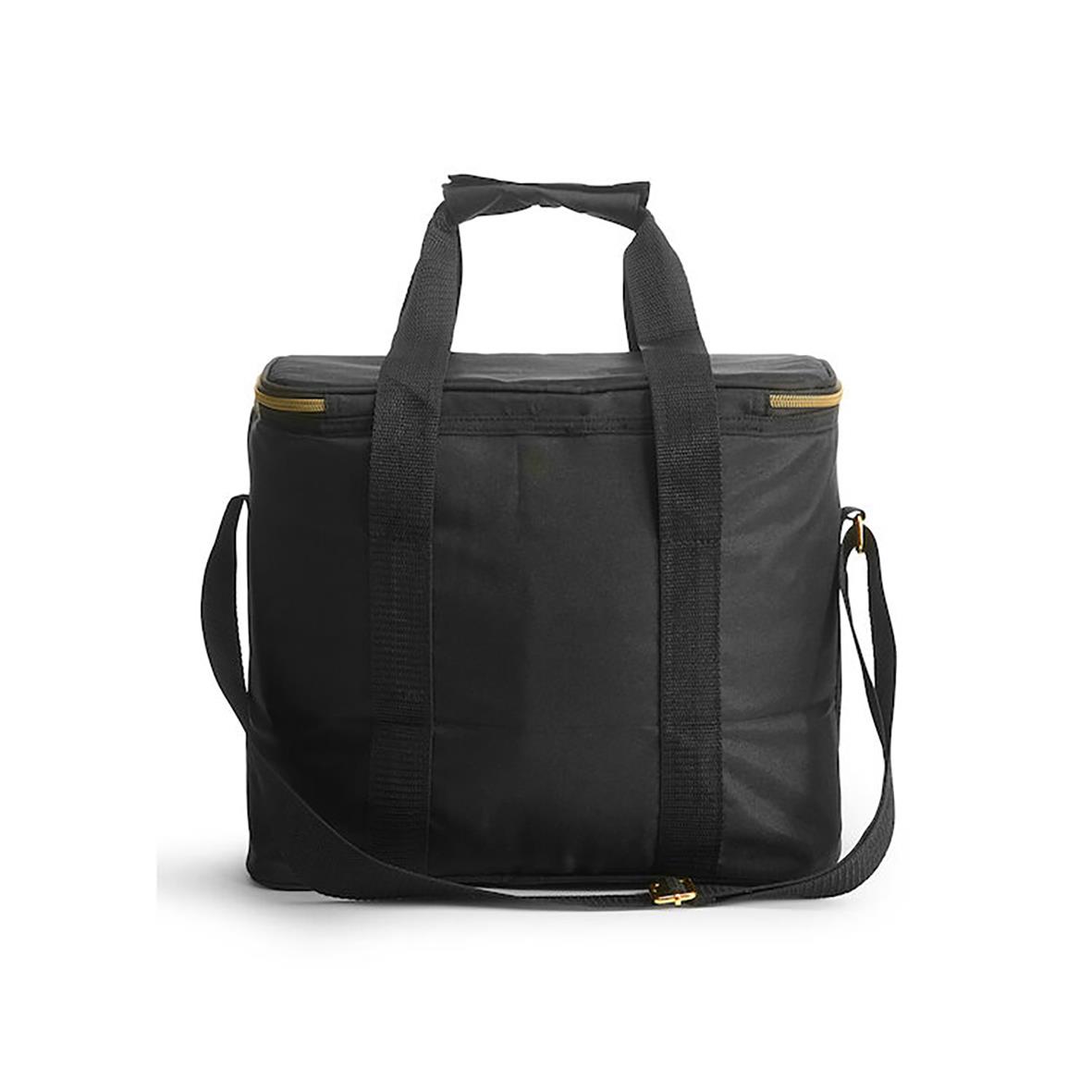 Stor svart kylväska från Sagaform City med handtag och axelrem, mått 22x34x28cm, 20L kapacitet