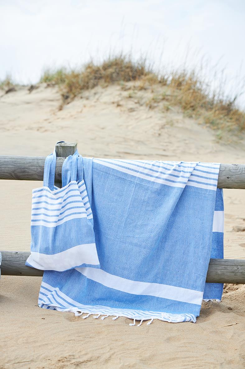 Strandkit Sagaform inkl flaska, hamamhandduk och påse Blå 89010025_3