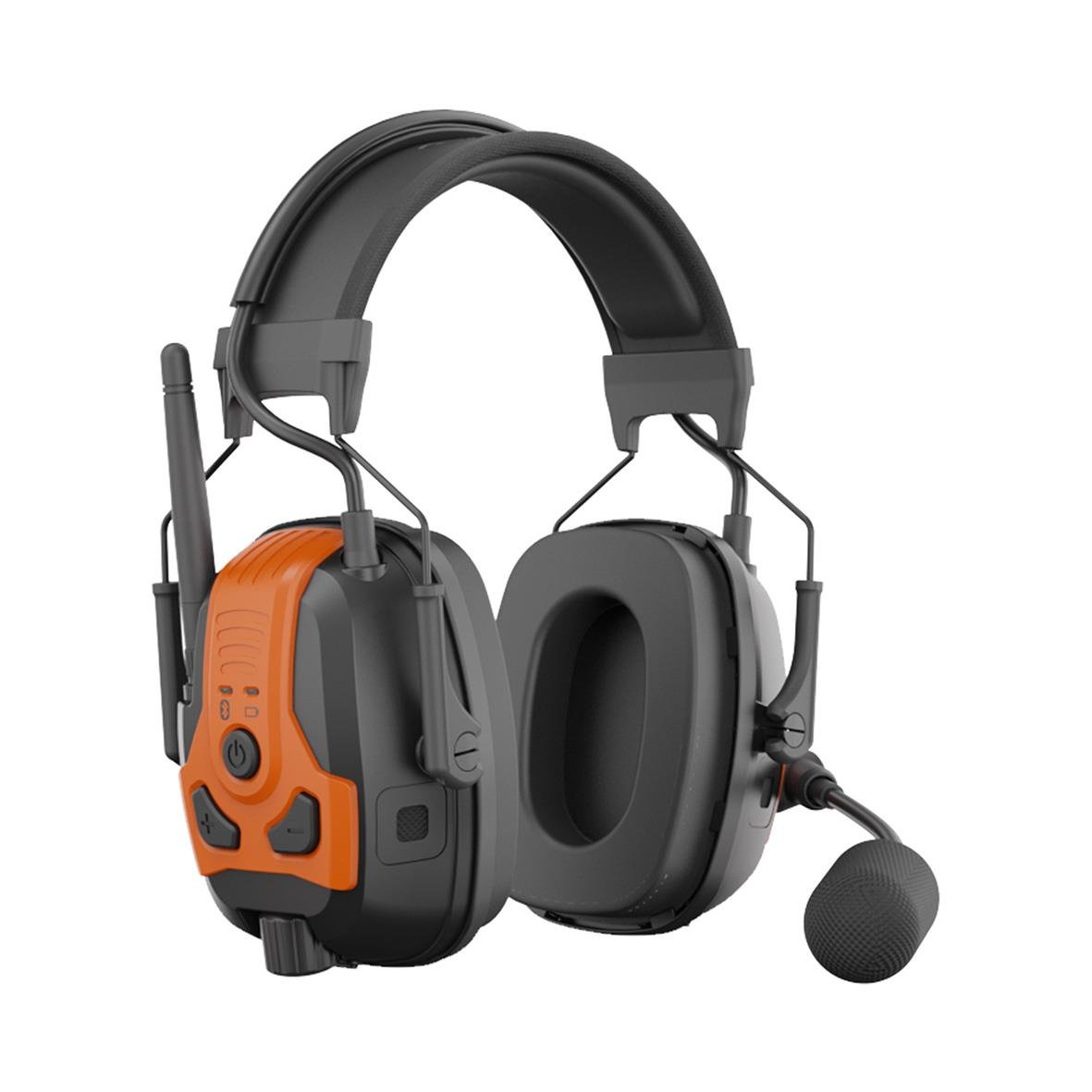 Hörselkåpa Guardio Freebird MESH One Size i grå och orange med mikrofon