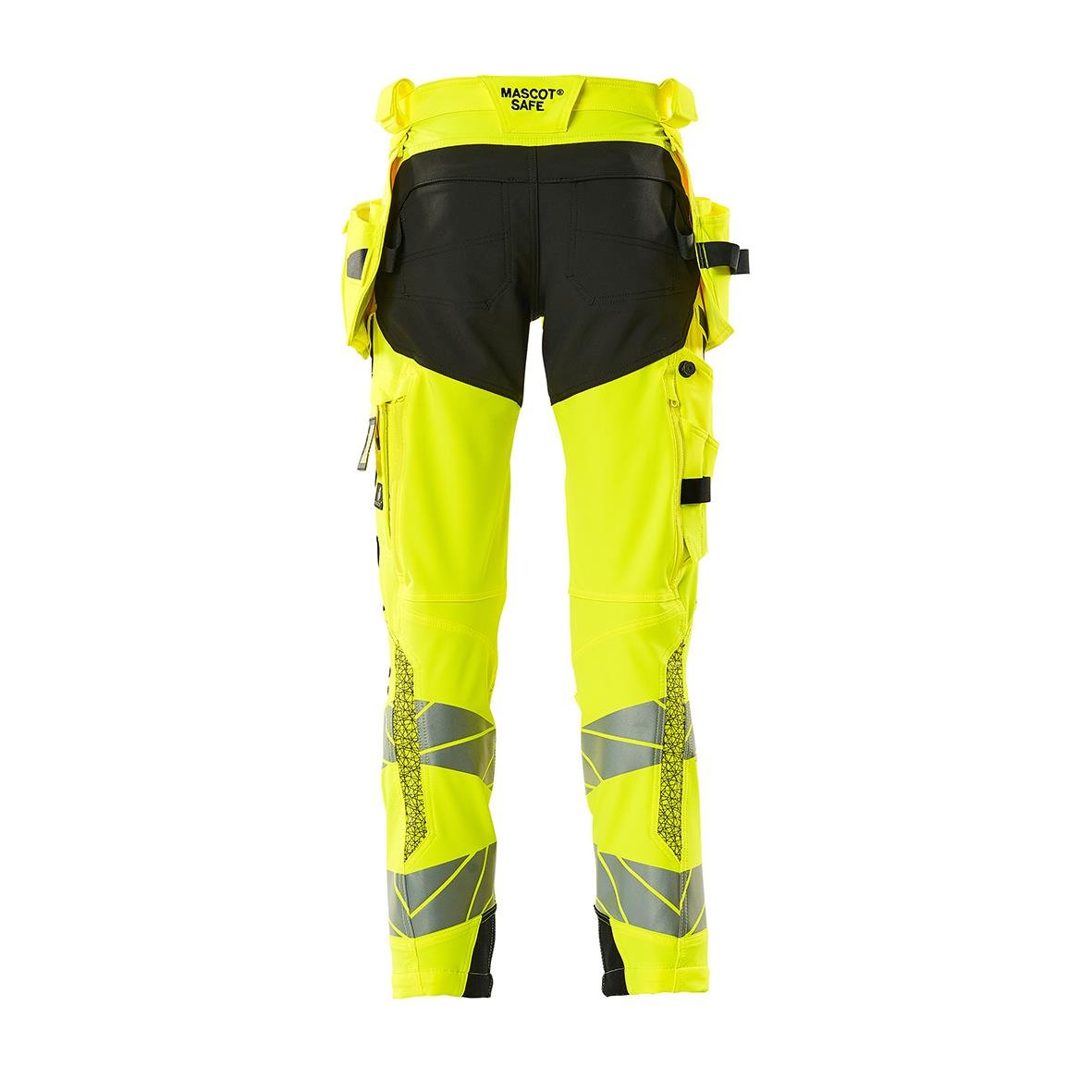 Hantverksbyxa i varselgul och svart med reflexdetaljer