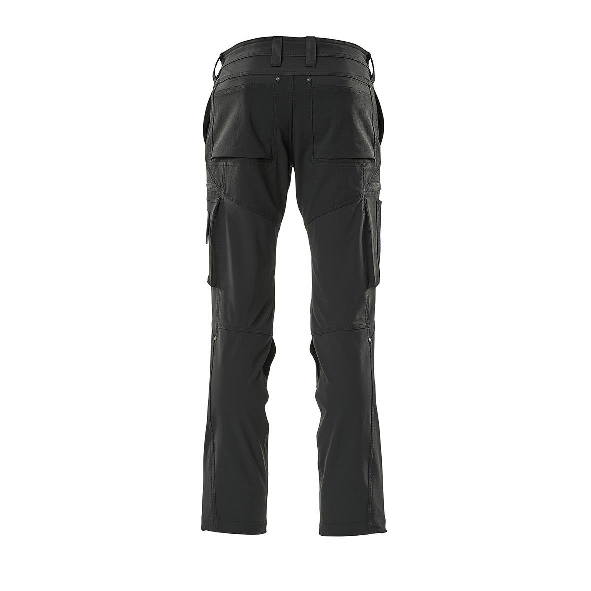 Svarta unisex midjebyxor med flera fickor och bälteshällar