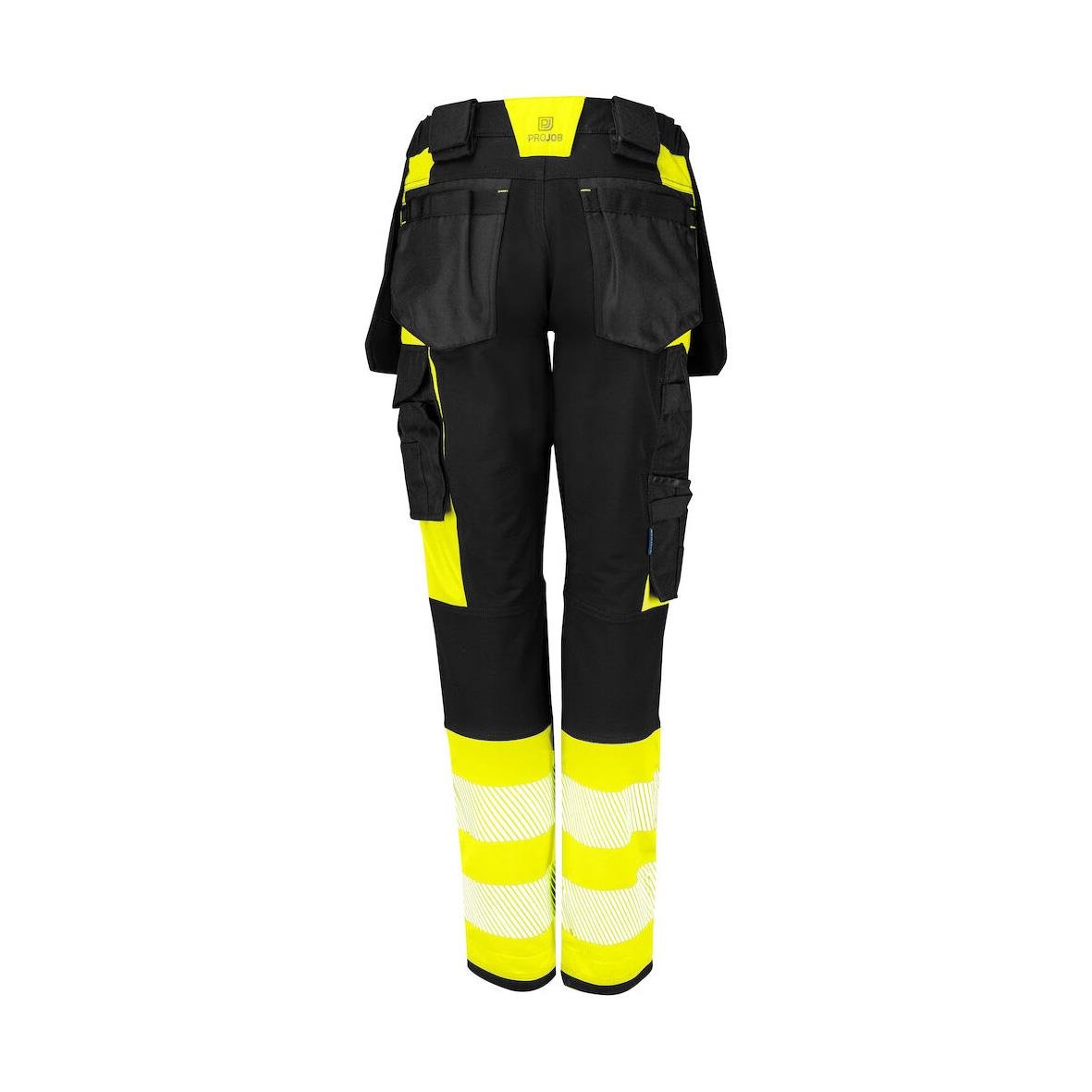 Hantverksbyxa Projob 6543 Dam Stretch Varselgul/Svart C42 med reflexdetaljer