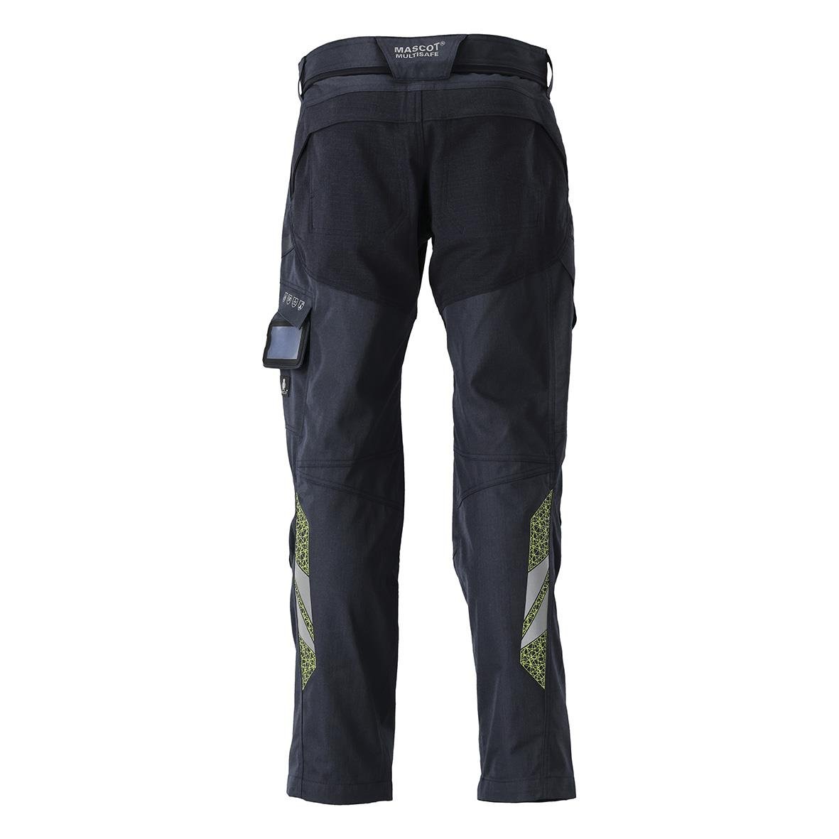 Mörk marin arbetsbyxa med varselgula detaljer och reflexer, Mascot Mascot 21579-281 Multisafe