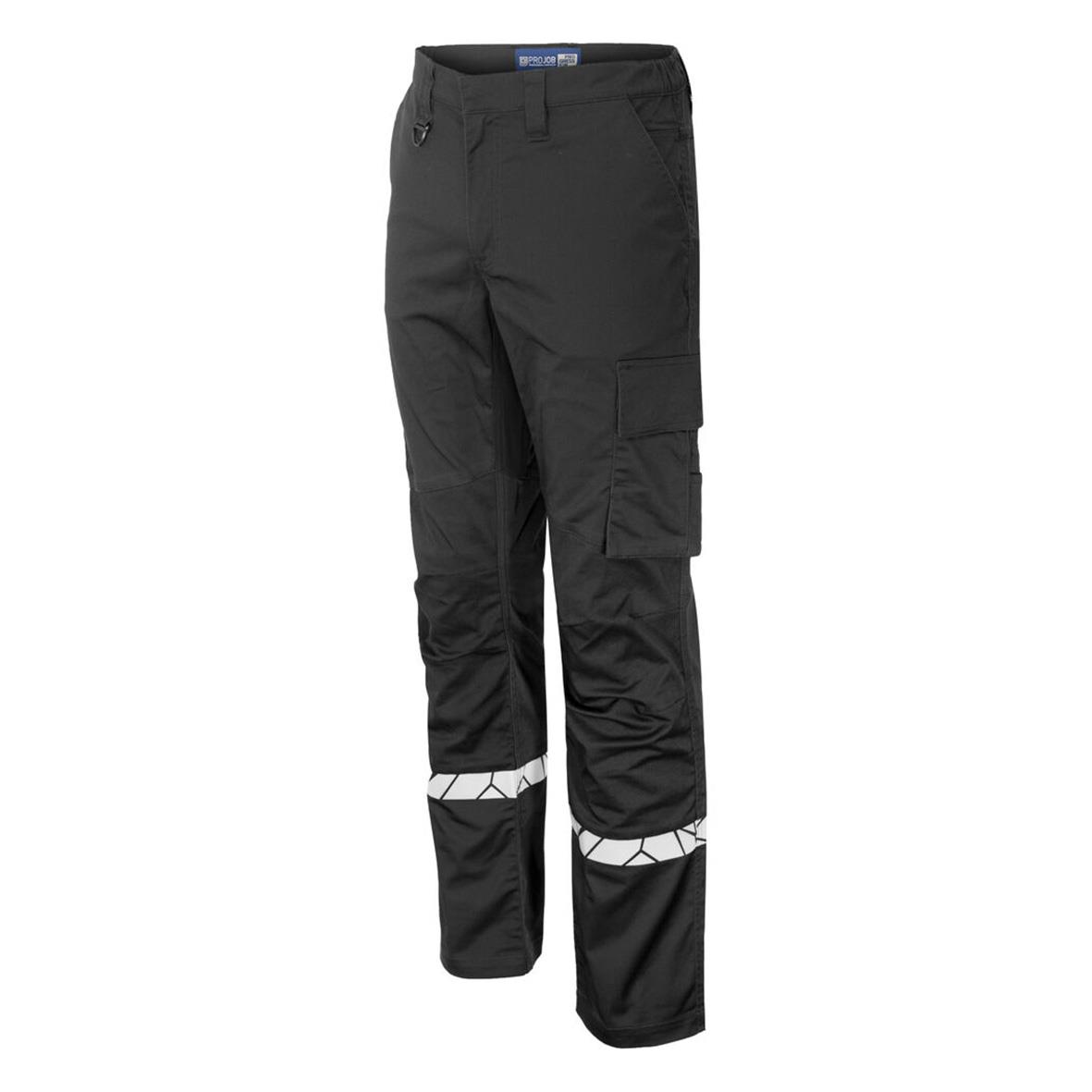 Svarta servicebyxor Projob 7507 med reflexdetaljer och flera fickor, storlek C44
