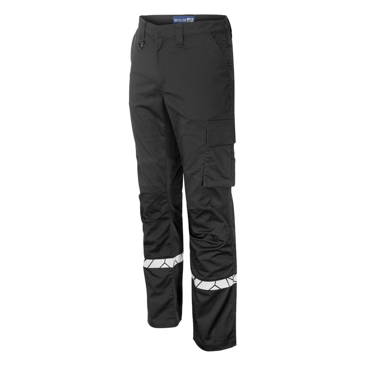 Svarta servicebyxor Projob 7507 med reflekterande band och flera fickor