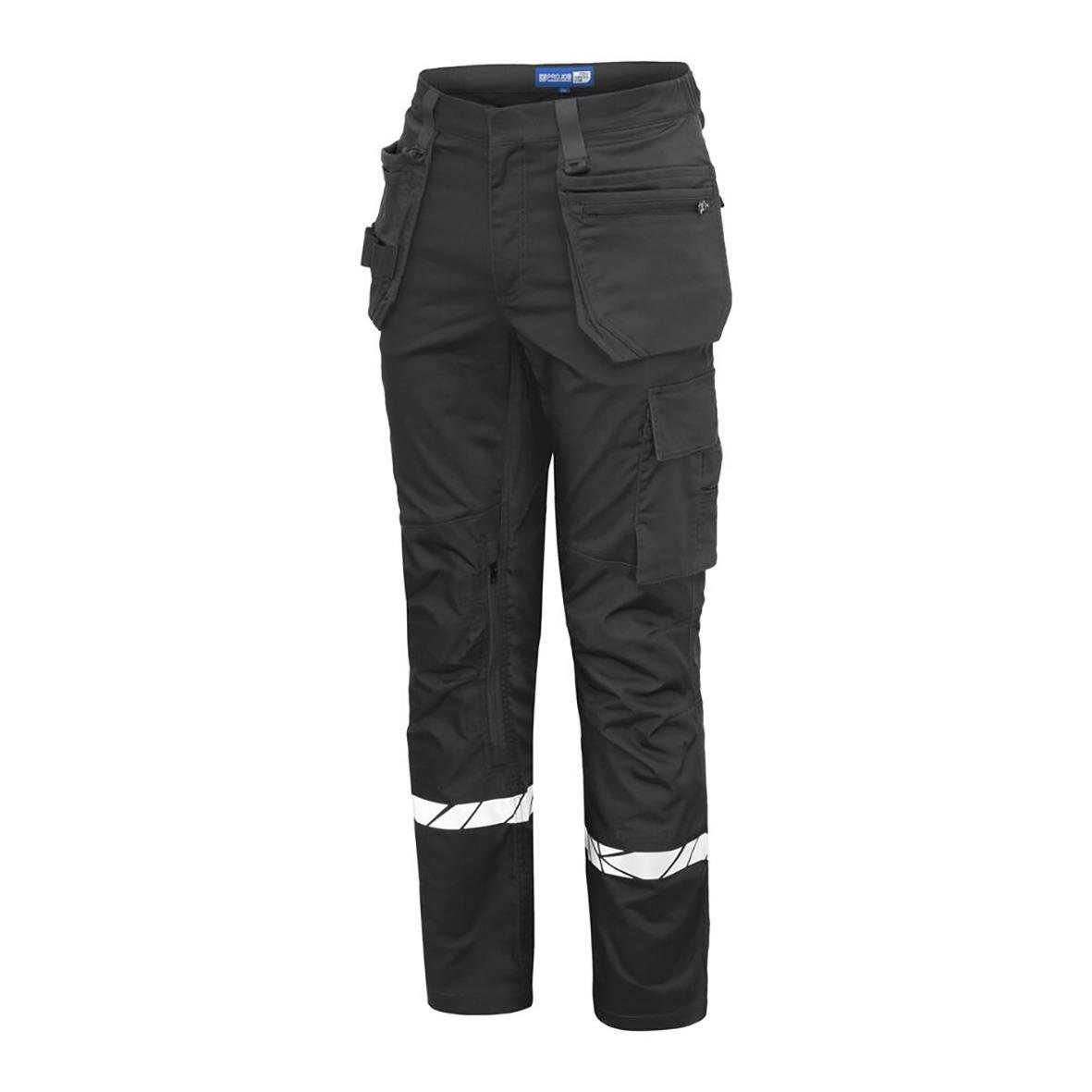 Svarta hantverksbyxor Projob 7509 med reflexremsa på benen, C44 storlek