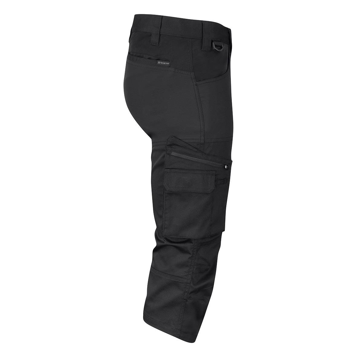 Svarta arbetsbyxor med flera fickor och justerbar midja, W44