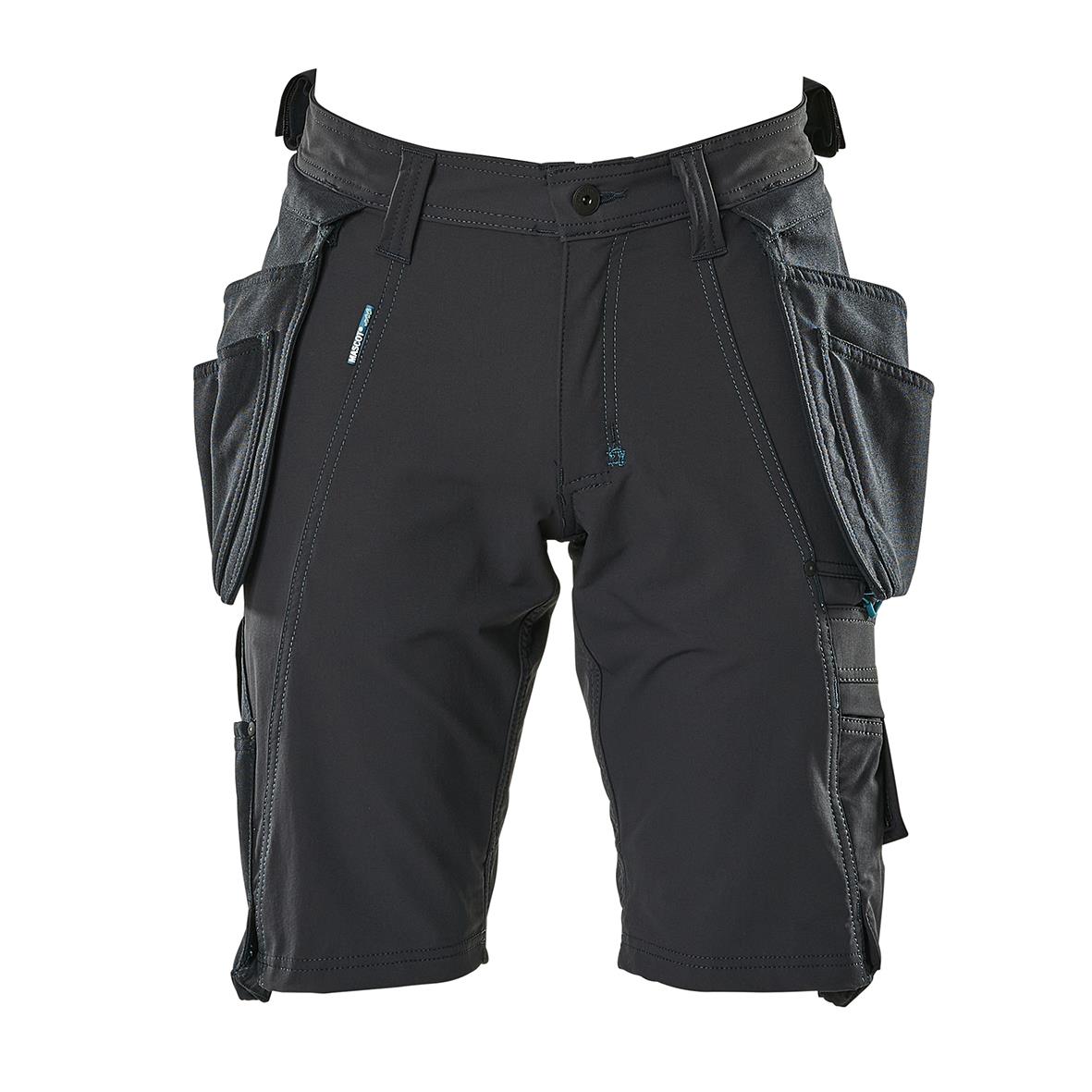 Svarta hantverksshorts med flera fickor och verktygsfästen