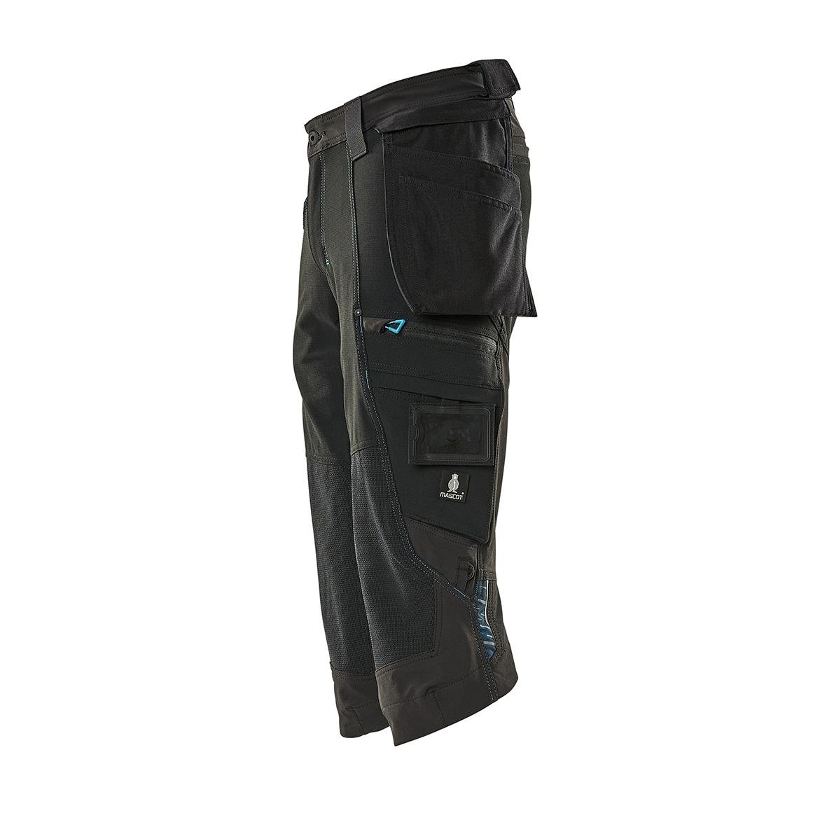 Svarta stretchbyxor med flera fickor och dragkedjor, piratbyxa design