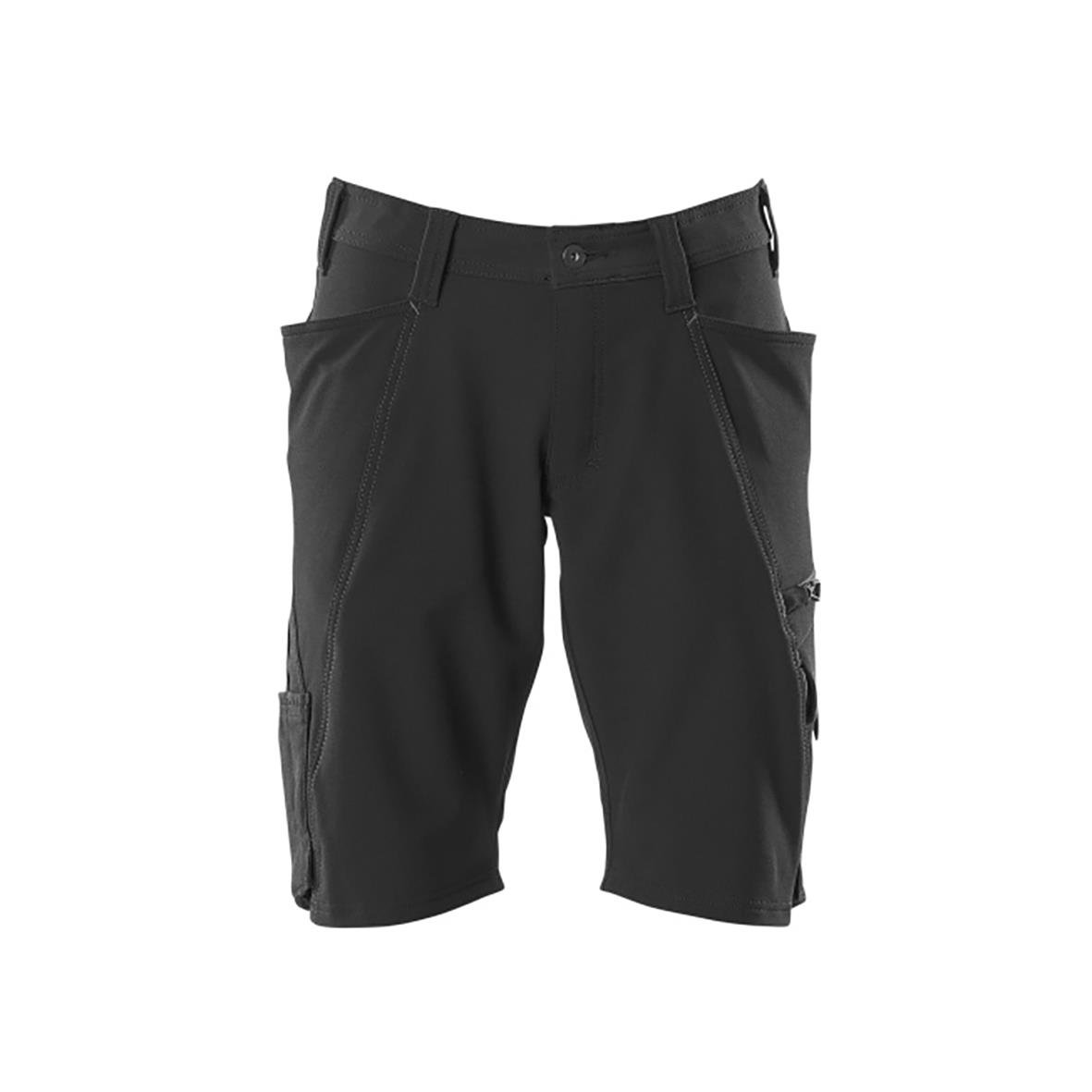 Svarta stretchshorts med flera fickor och bälteshällar