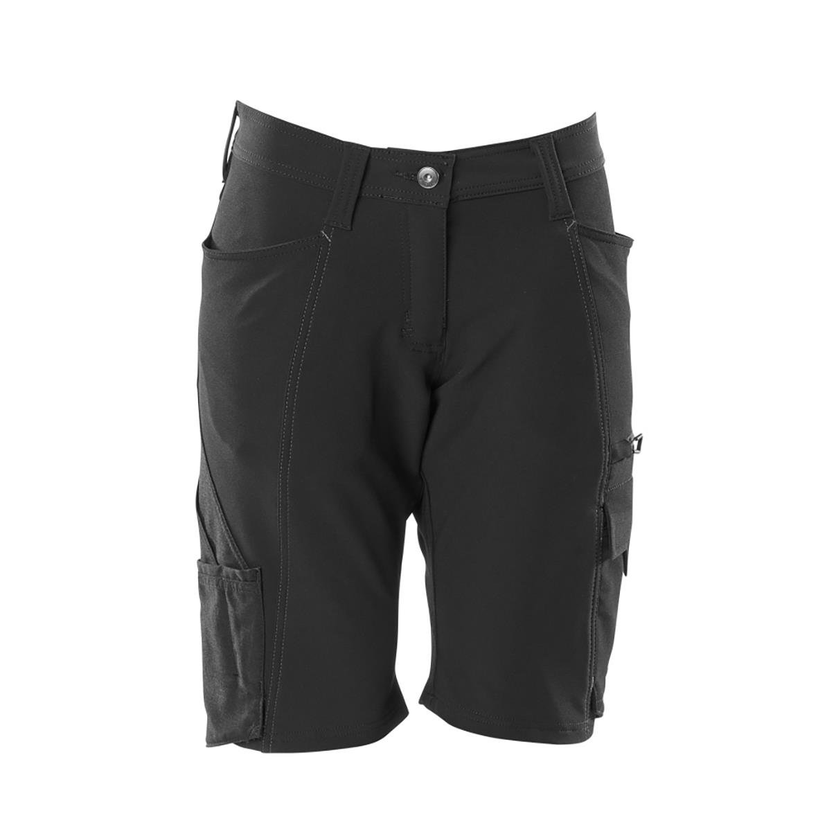 Svarta shorts med flera fickor och dragkedjor, casual stil för män