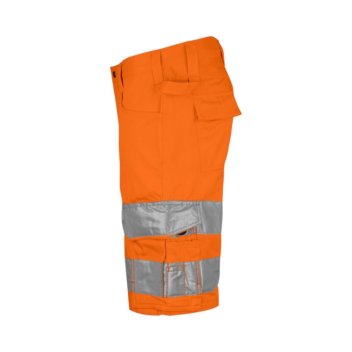 Orangea arbetsshorts med svarta detaljer och reflexremsor