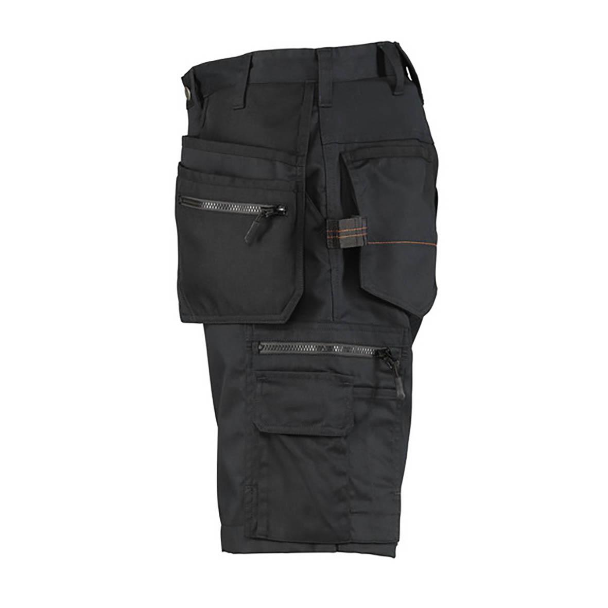 Svarta hantverksshorts med flera fickor och dragkedjor för arbete