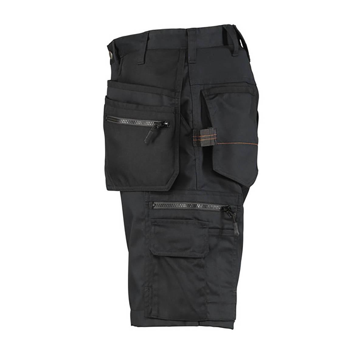 Svarta hantverksshorts med flera fickor och dragkedjor för arbete