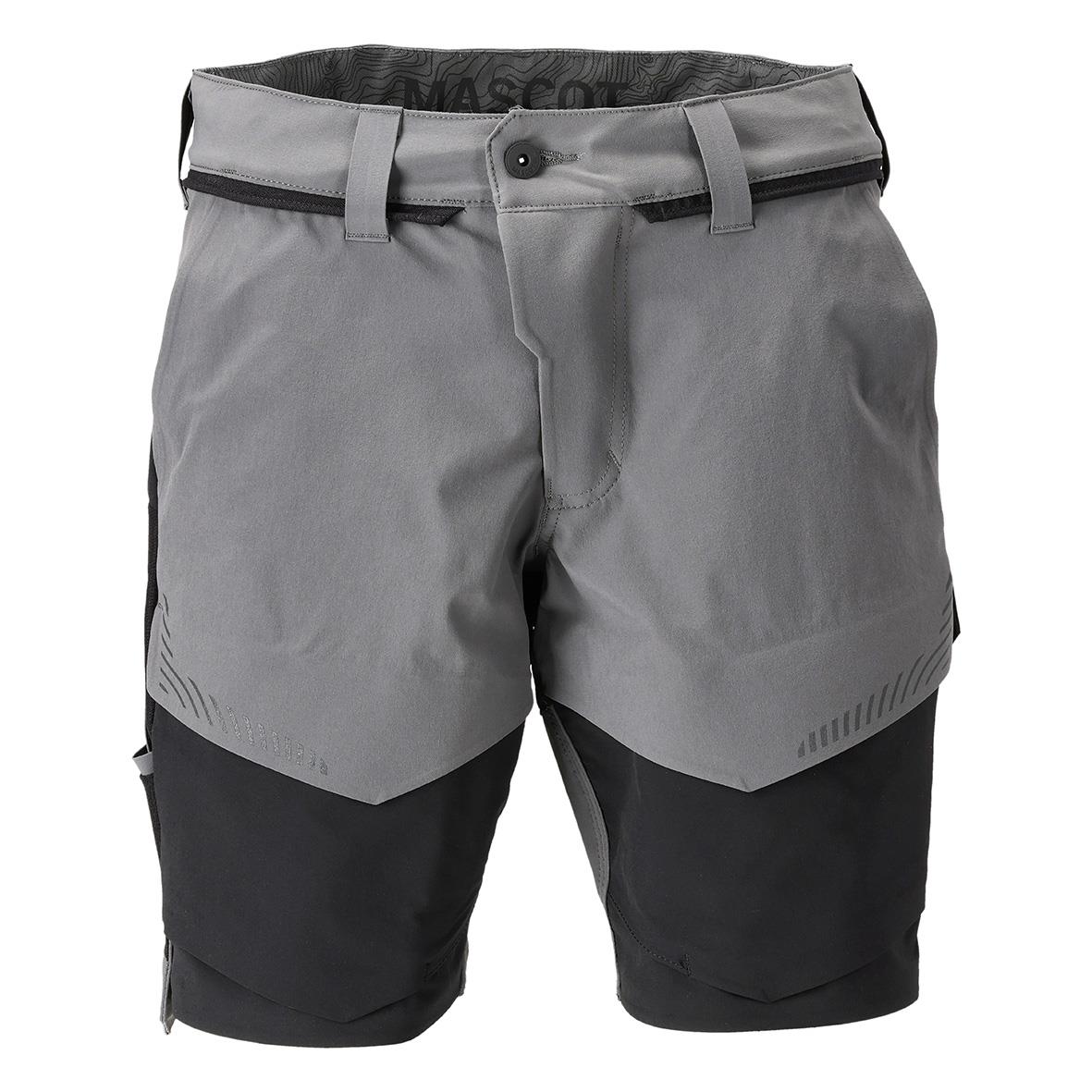 Svarta och grå stretchshorts för män med justerbar midja och slitstarka material